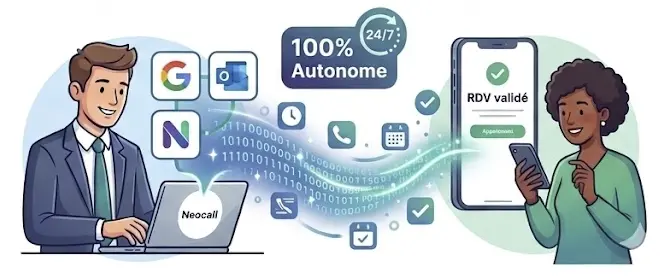 Interface Neocall de prise de rendez-vous automatisée.